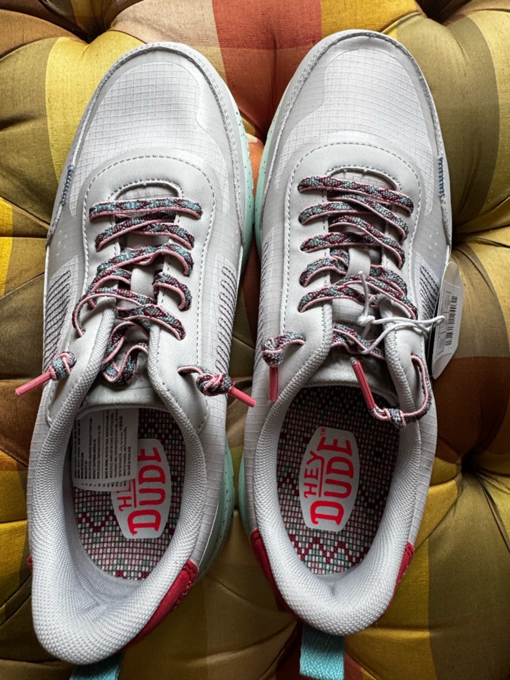 Hey Dude Ladies Grey & Turquoise Sirocco Alta Friendship Lace Shoes Size 10 $80 - Picture 9 of 10
